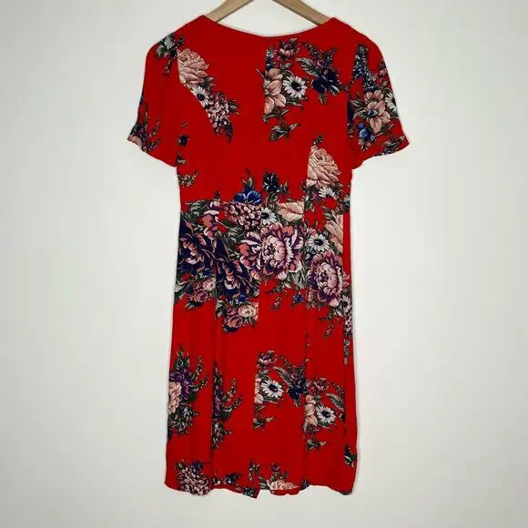 Maeve By Anthropologie Women's Caldwell Button Down Dress Size 0 Red Floral - Picture 8 of 12